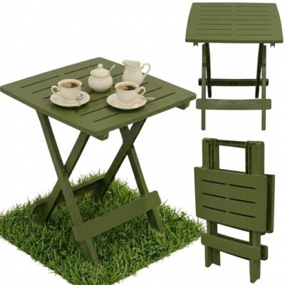 PLASTIC FOLDING GARDEN TABLE 44x44x50CM GREEN