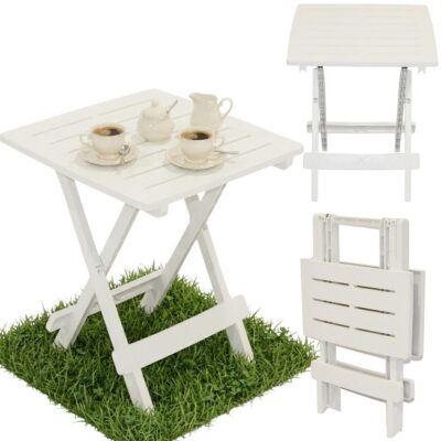 PLASTIC FOLDING GARDEN TABLE 44x44x50CM WHITE