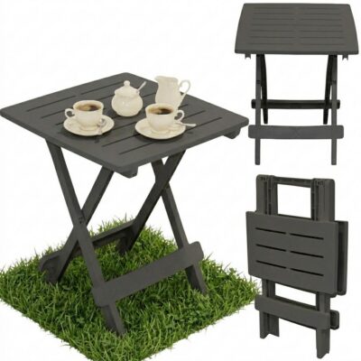 PLASTIC FOLDING GARDEN TABLE 44x44x50CM ANTHRACITE