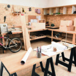 Room of timber master with working tops and tools