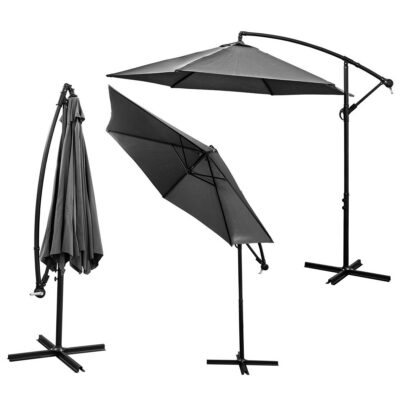 GARDEN UMBRELLA 300CM FOLDING BOOM GREY ANTHRACITE