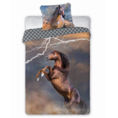 Хлопковое постельное белье 160x200+1p70x80 Лошади 003