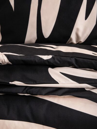 Pościel | TARO | z mikrofibry czarno-beżowa | 140x200 + 1*70x80 cm | 767968