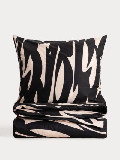 Pościel | TARO | z mikrofibry czarno-beżowa | 220x200 + 2*70x80 cm | 767951