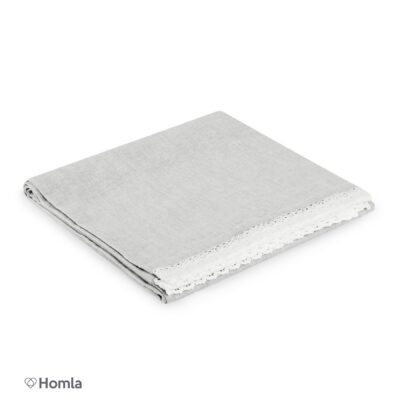 Скатерть | ASEN | с кружевной отделкой серая | 130x180 | 905807