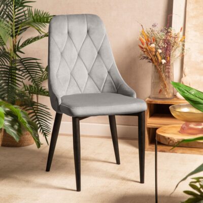 Стул | LOUIS QUILTER | велюр серый | 44x59x88 см | ALL 849010