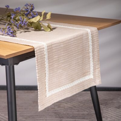 Runner | ANIZA | beige with white lace | 40x160 cm | 735097