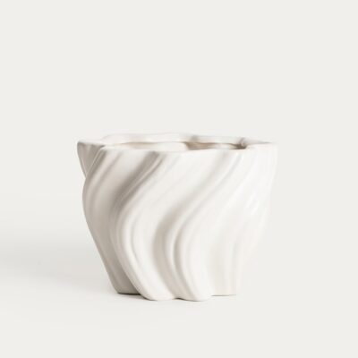 Osłonka na doniczkę | SALANA | falowana biała | 18x13 cm | 765728