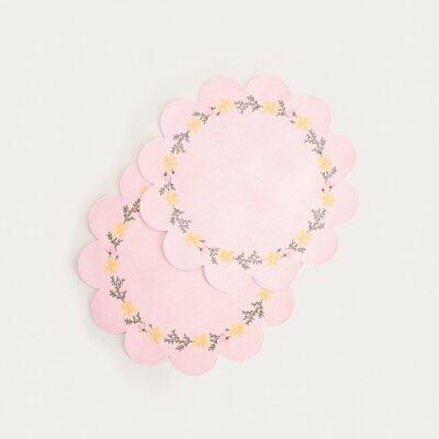 Настольные коврики | FLOREA | розовые с декоративной вышивкой, комплект из 2 шт | 38 см | 775581