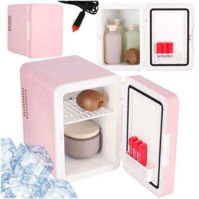 Travel refrigerator electric car mini for food cosmetics heating cooling 2in1 4L pink