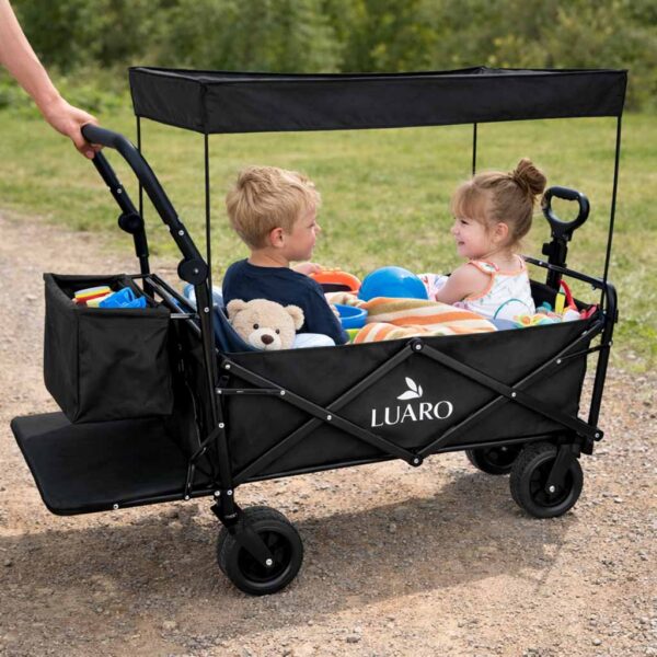 Wozek-transportowy-LUARO-plazowy-skladany-z-daszkiem-i-siatka-120l-czarny-184405 Wozek-transportowy-LUARO-plazowy-skladany-z-daszkiem-i-siatka-120l-czarny-184405