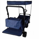Wozek-transportowy-LUARO-plazowy-skladany-z-daszkiem-i-siatka-120l-granatowy-184385