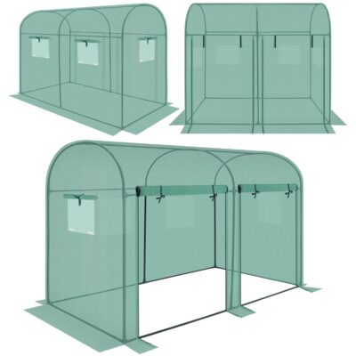 GARDEN TUNEL TWO ENTRIES FOR Tomatoes AND Cucumbers 200x100x180CM GREEN