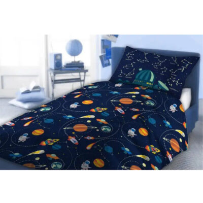 Cotton bedding 160x200+1p70x80 Cosmos navy blue