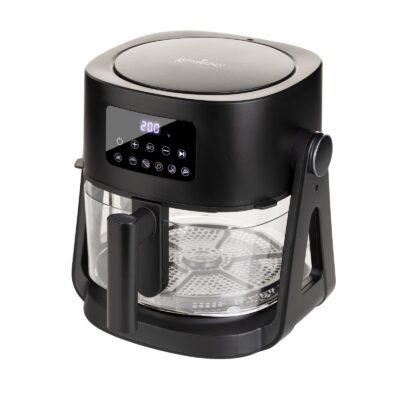 Grozāma stikla gaisa cepeškrāsns 3-in-1 Rosmarino Airfryer Rotate&Grill 360° – 4,5 L + 2,5 L