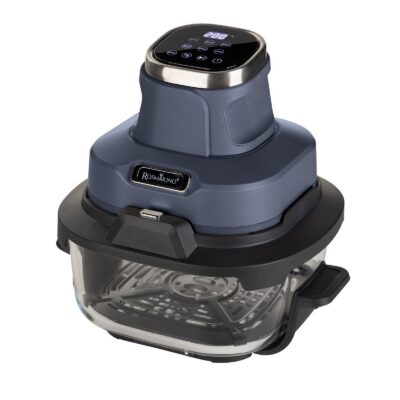 Pārnēsājama stikla gaisa cepeškrāsns Rosmarino Airfryer Crispy PRO 6-in-1 – 4,5 L + 1,8 L, zila